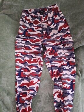 Almost Famous Camouflage Cargo Pants - Red, Navy, White